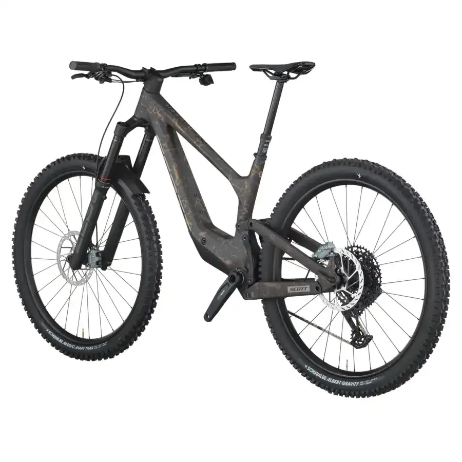A Bicicleta SCOTT Ransom 910 tem Quadro Carbono HMF-Alloy, RockShox Zeb Select+ e SRAM S1000 AXS 12 VL.
