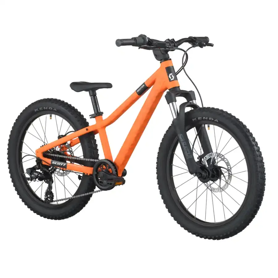 A Bicicleta SCOTT Roxter 200, com quadro compacto, rodas de 20", SunRace CSM40 11-34T de 8VL e Tektro HD-M276 Disc. Hidráulico.