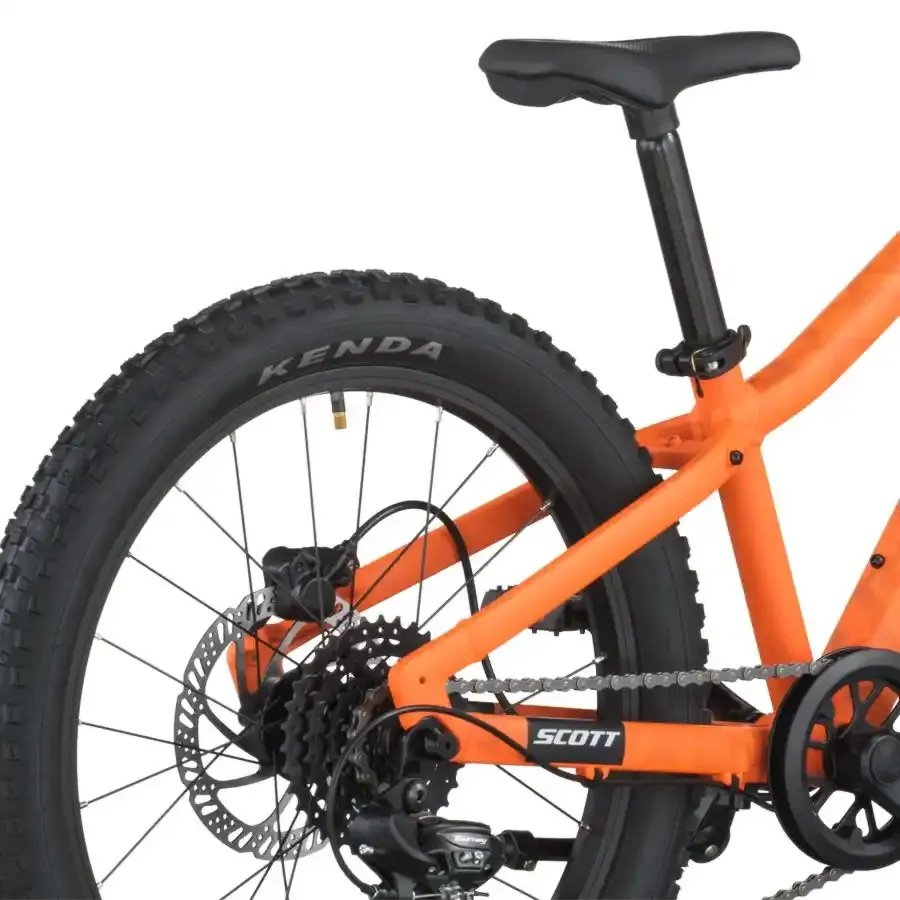 A Bicicleta SCOTT Roxter 200, com quadro compacto, rodas de 20", SunRace CSM40 11-34T de 8VL e Tektro HD-M276 Disc. Hidráulico.
