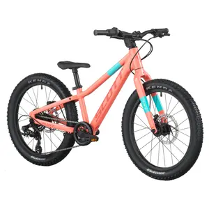 A Bicicleta SCOTT Scale 200, com quadro compacto, rodas de 20", SunRace CSM55 11-34T de 7VL e Tektro HD-M276 Disc. Hidráulico.