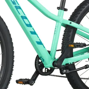 Descubra a Bicicleta SCOTT Scale 400, com quadro compacto, rodas de 24", SunRace CSM55 11-34T 8VL e Tektro HD-M276 Disc. Hidráulico.