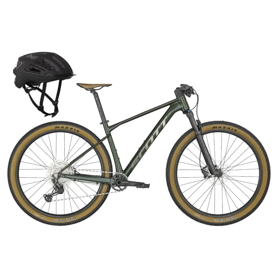 Conheça a Bicicleta SCOTT Scale 950 com Suspensão FOX 32 Float Rhythm, Shimano XT-Deore de 12VL e Travões de Disco Shimano, conta com oferta de capacete ARX Black.