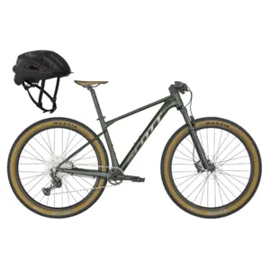 Conheça a Bicicleta SCOTT Scale 950 com Suspensão FOX 32 Float Rhythm, Shimano XT-Deore de 12VL e Travões de Disco Shimano, conta com oferta de capacete ARX Black.