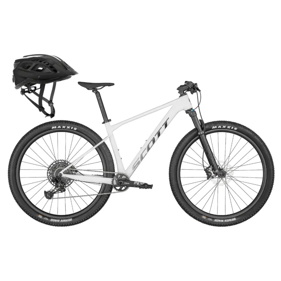 Descubra a Bicicleta SCOTT Scale 960 com Suspensão FOX 32 Float Rhythm, SRAM NX de 12VL e Travões de Disco Shimano, com oferta de capacete SUPRA BLACK.