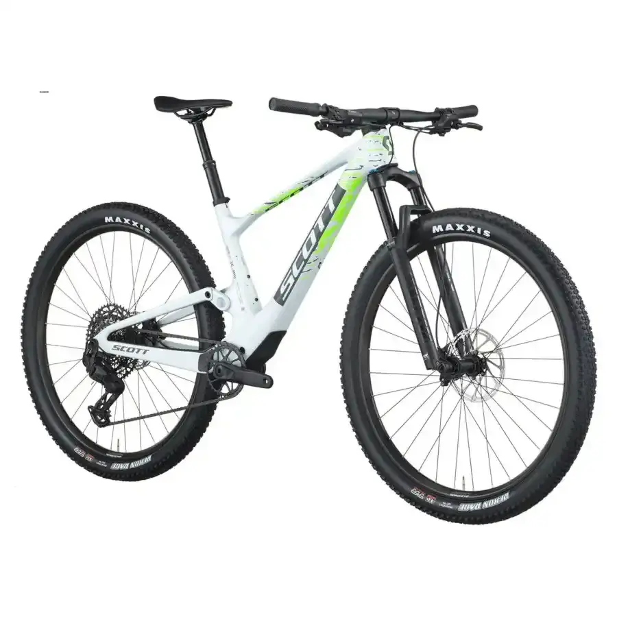 A Bicicleta SCOTT Spark RC Comp tem FOX 32 Float Rhythm, Quadro em Carbono HMF e transmissão SRAM Eagle 70 12 VL.