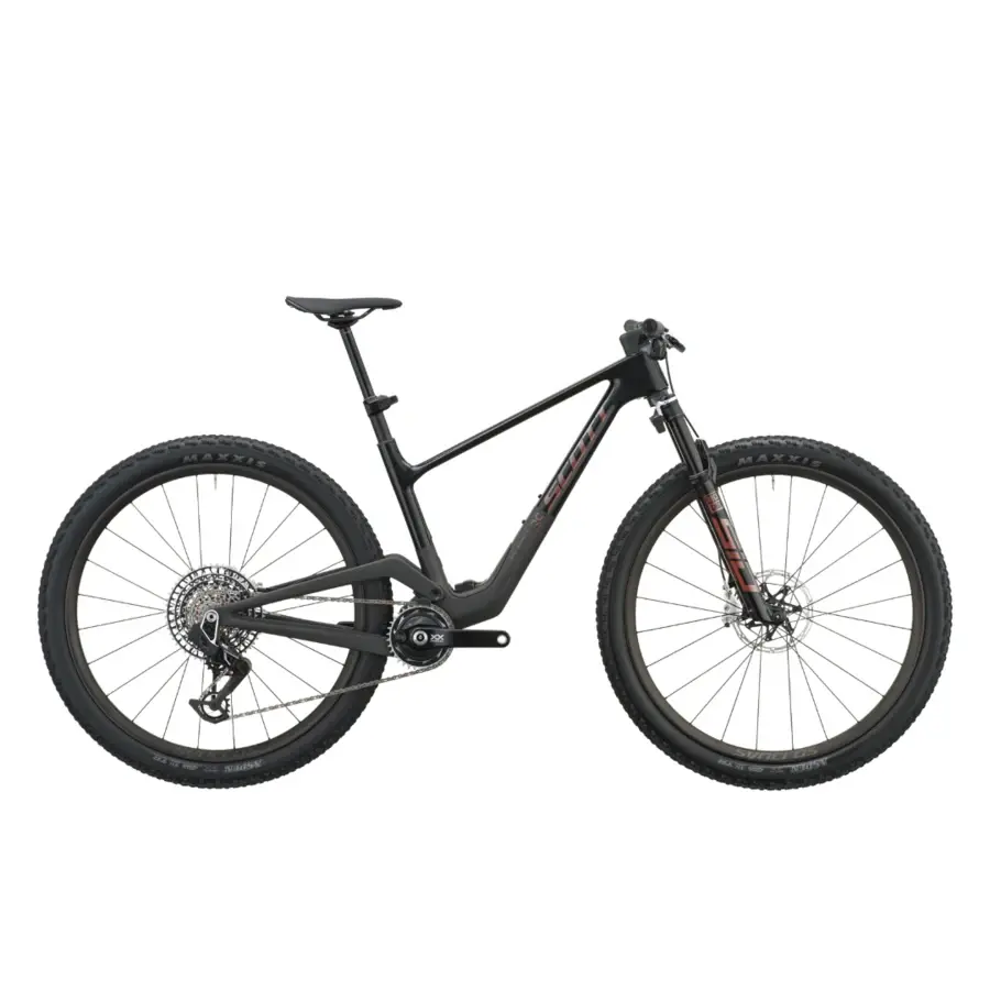 BICICLETA SCOTT SPARK RC SL A Bicicleta SCOTT Spark RC SL tem transmissão SRAM XX SL AXS com potenciômetro, Quadro em Carbono HMX SL e RockShox RockShox RockShox Flight Attendant.