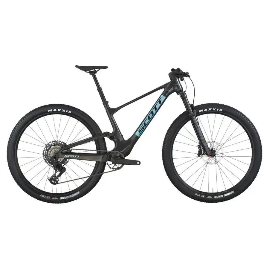 A Bicicleta SCOTT Spark RC Team tem RockShox SID 3P, Quadro em Carbono HMF e transmissão SRAM S1000 AXS 12 VL.