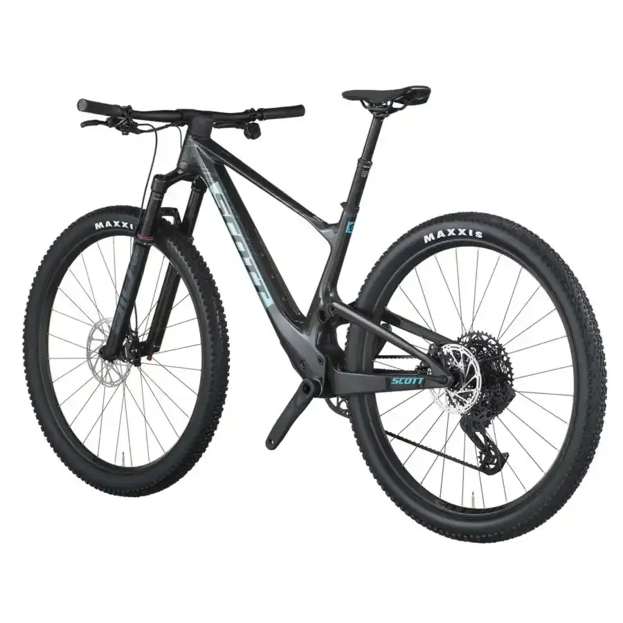 A Bicicleta SCOTT Spark RC Team tem RockShox SID 3P, Quadro em Carbono HMF e transmissão SRAM S1000 AXS 12 VL.