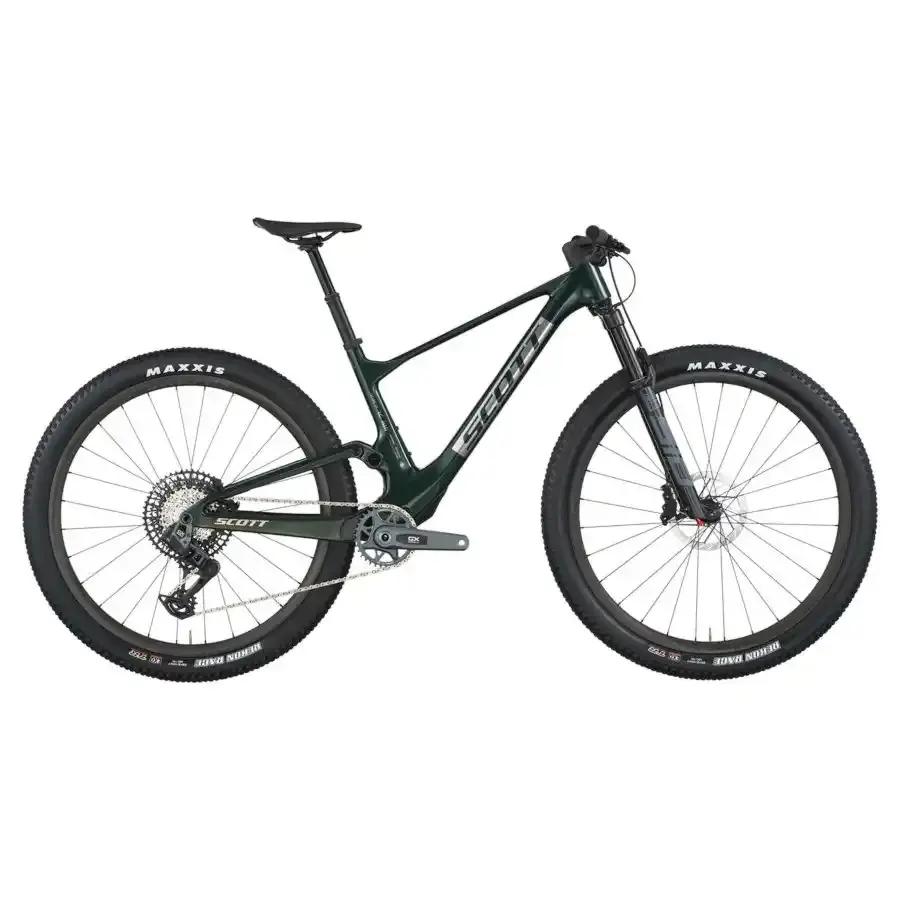 A Bicicleta SCOTT Spark RC Team Issue tem RockShox SID Select 3P, Quadro em Carbono HMF e transmissão SRAM GX AXS 12 VL.