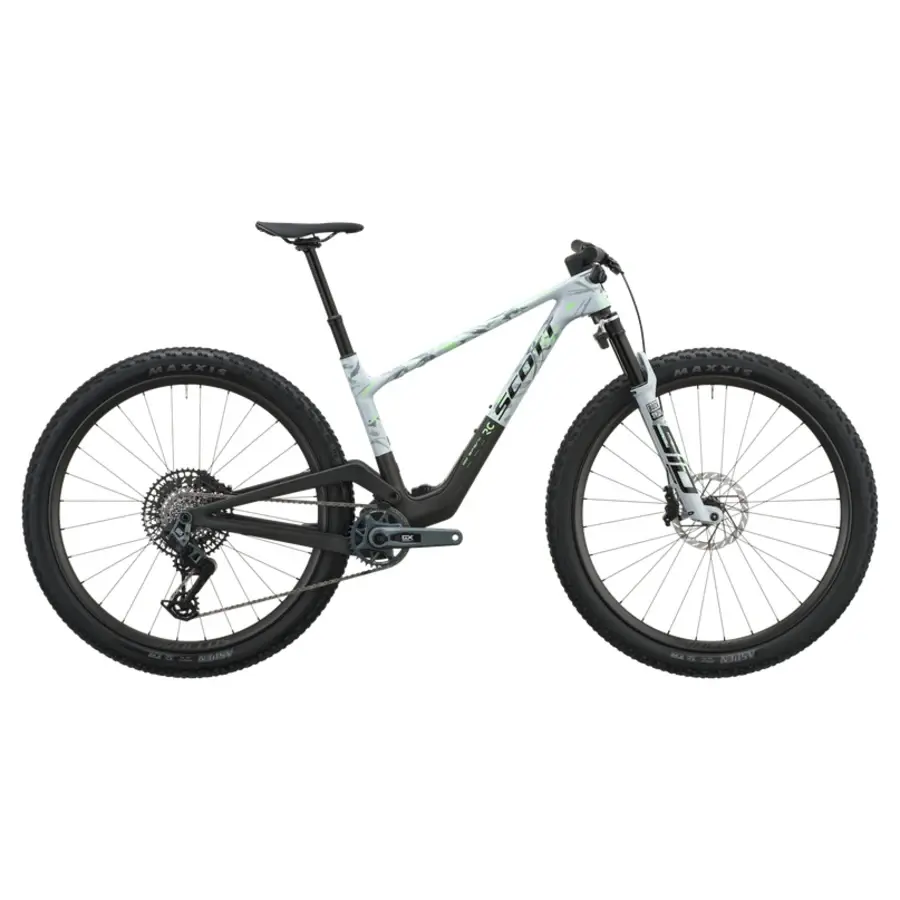 BICICLETA SCOTT SPARK RC TEAM ISSUE A Bicicleta SCOTT Spark RC Team Issue tem SRAM GX AXS com potenciômetro 12 VL, Quadro em Carbono HMF e RockShox Flight Attendant.