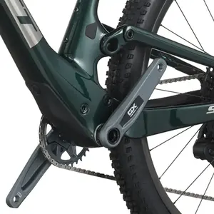 A Bicicleta SCOTT Spark RC Team Issue tem RockShox SID Select 3P, Quadro em Carbono HMF e transmissão SRAM GX AXS 12 VL.