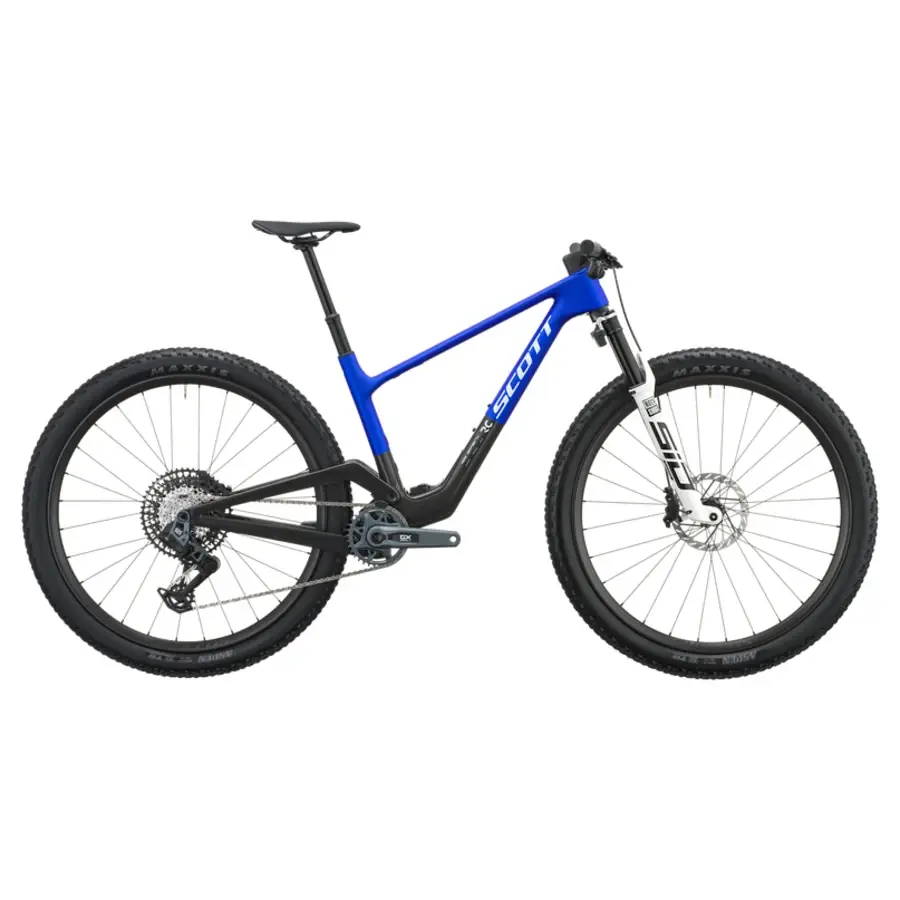 BICICLETA SCOTT SPARK RC TEAM ISSUE A Bicicleta SCOTT Spark RC Team Issue tem SRAM GX AXS com potenciômetro 12 VL, Quadro em Carbono HMF e RockShox Flight Attendant.