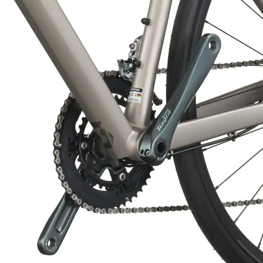 A Bicicleta SCOTT Speedster 20 tem Forqueta Speedster Disc Carbono e Shimano Tiagra Disc 20 VL.