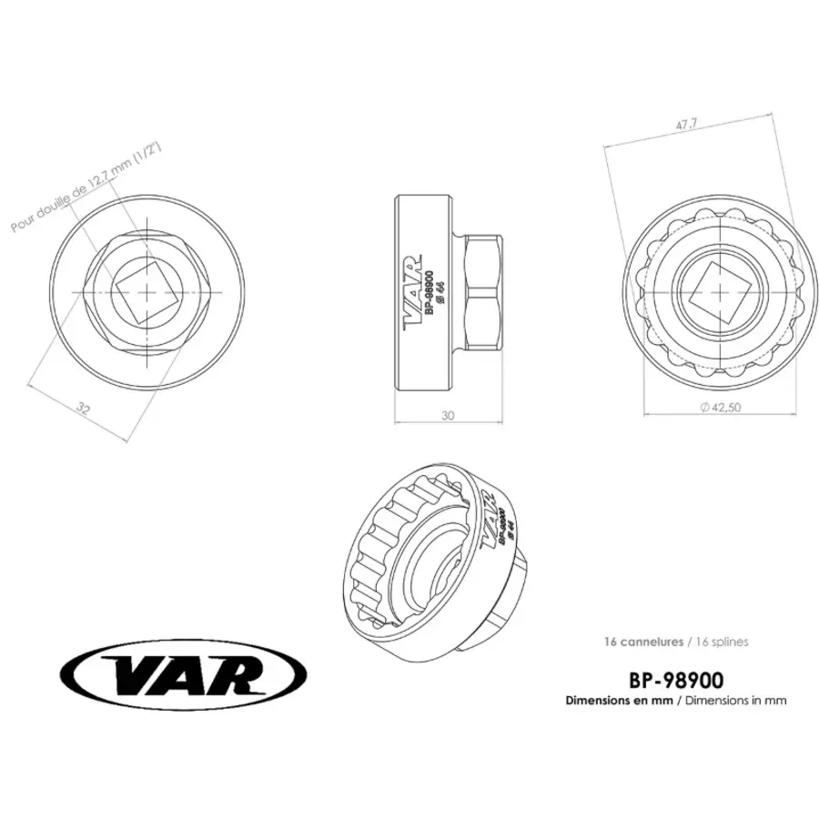 EXTRATOR BB VAR Shimano Hollowtech II, Sram GXP, FSA Mega Ex