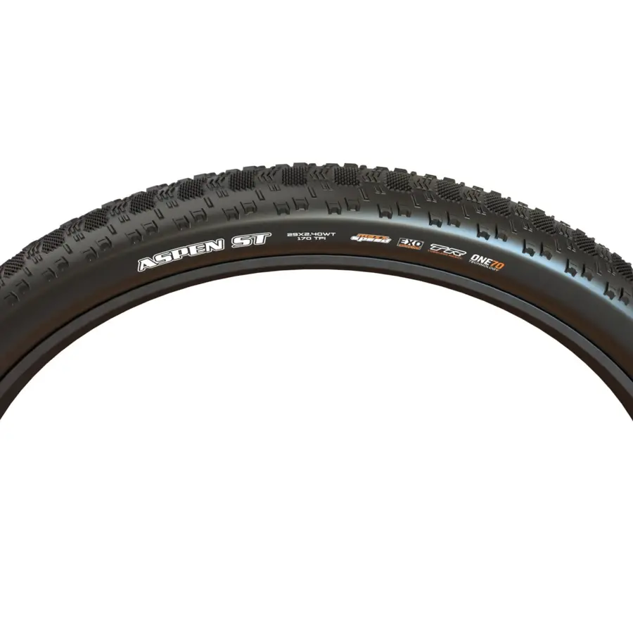 O PNEU MAXXIS ASPEN ST 29X2.4 MaxxSpeed/EXO/TR 120TPI FLANCO DOBRÁVEL tem um design de perfil baixo e leve, ideal para competir em Cross Country.