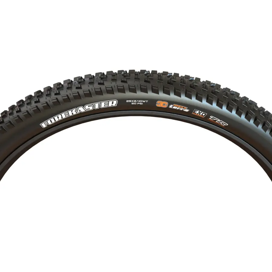 O PNEU MAXXIS FOREKASTER 29X2.4 3CT/EXO+/TR 60TPI FLANCO DOBRÁVEL tem um design de perfil baixo e leve, ideal para competir em Cross Country.