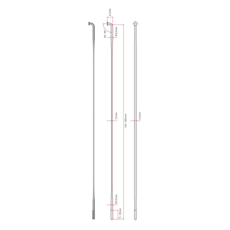 RAIOS DT AERO COMP 2.0/1.25X297 2.3MM PRETO