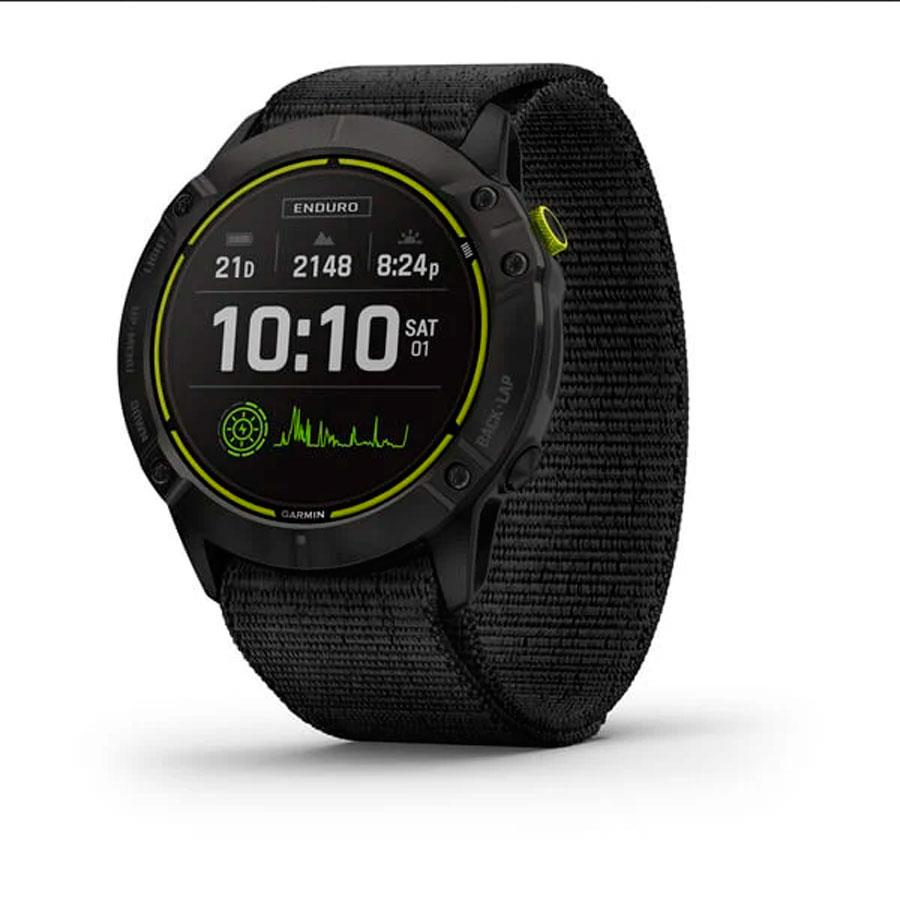 RELÓGIO GARMIN  Enduro Cinzento carbono em titânio revestido a DLC com bracelete UltraFit em nylon preta