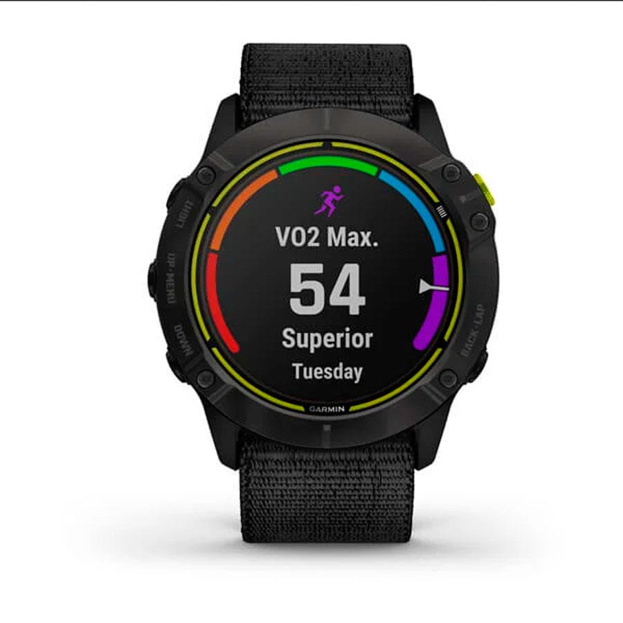 RELÓGIO GARMIN  Enduro Cinzento carbono em titânio revestido a DLC com bracelete UltraFit em nylon preta