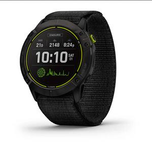 RELÓGIO GARMIN  Enduro Cinzento carbono em titânio revestido a DLC com bracelete UltraFit em nylon preta