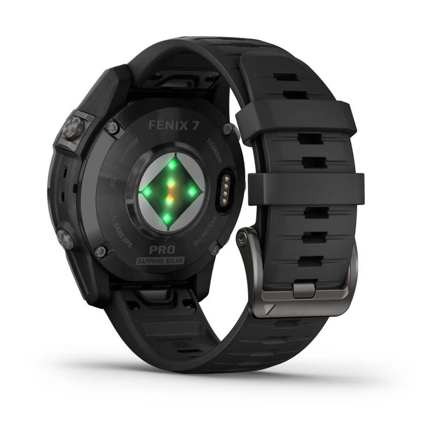 RELÓGIO GARMIN FÉNIX 7 Pro Sapphire SOLAR Edition Cinzento carbono em titânio revestido a DLC com bracelete preta