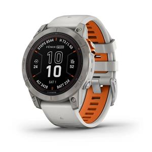 RELÓGIO GARMIN FÉNIX 7 Pro Sapphire SOLAR Edition Titânio com bracelete cinzento nevoeiro/laranja