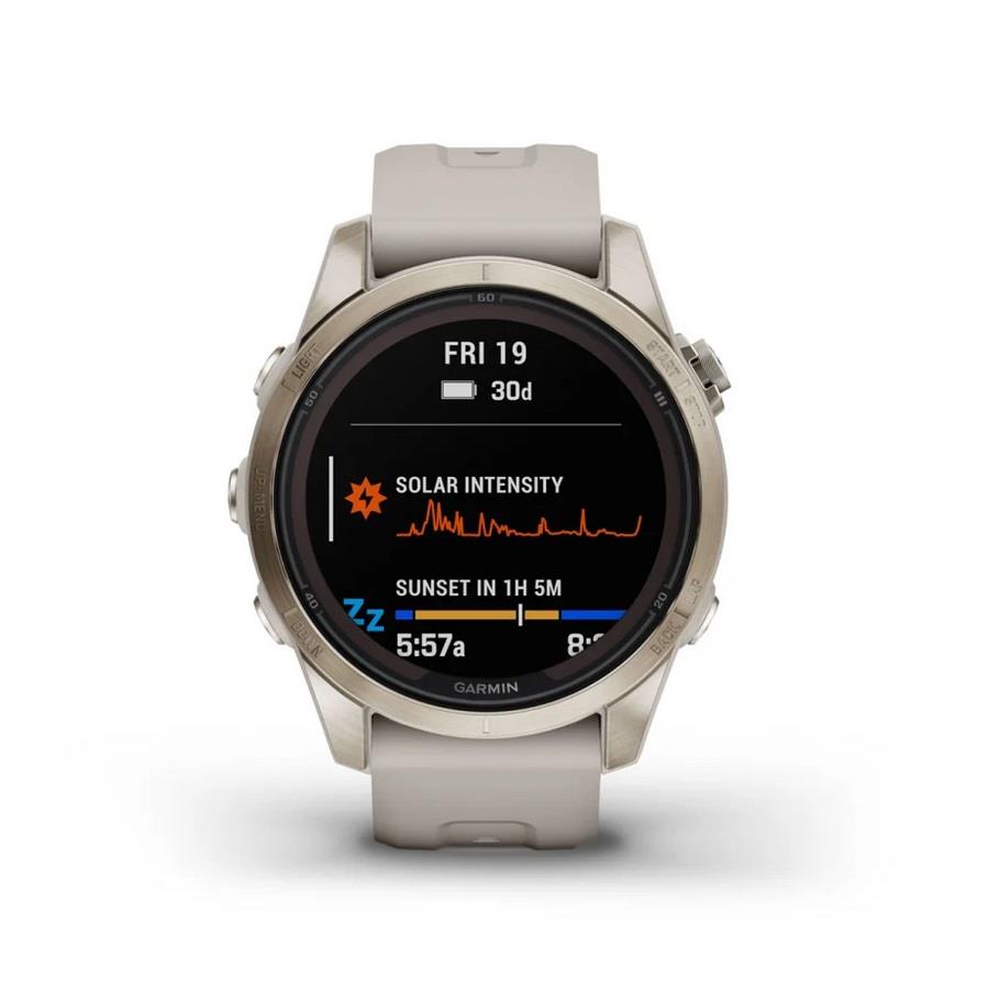 RELÓGIO GARMIN FÉNIX 7S Pro Sapphire SOLAR Edition Dourado macio com bracelete cor de areia