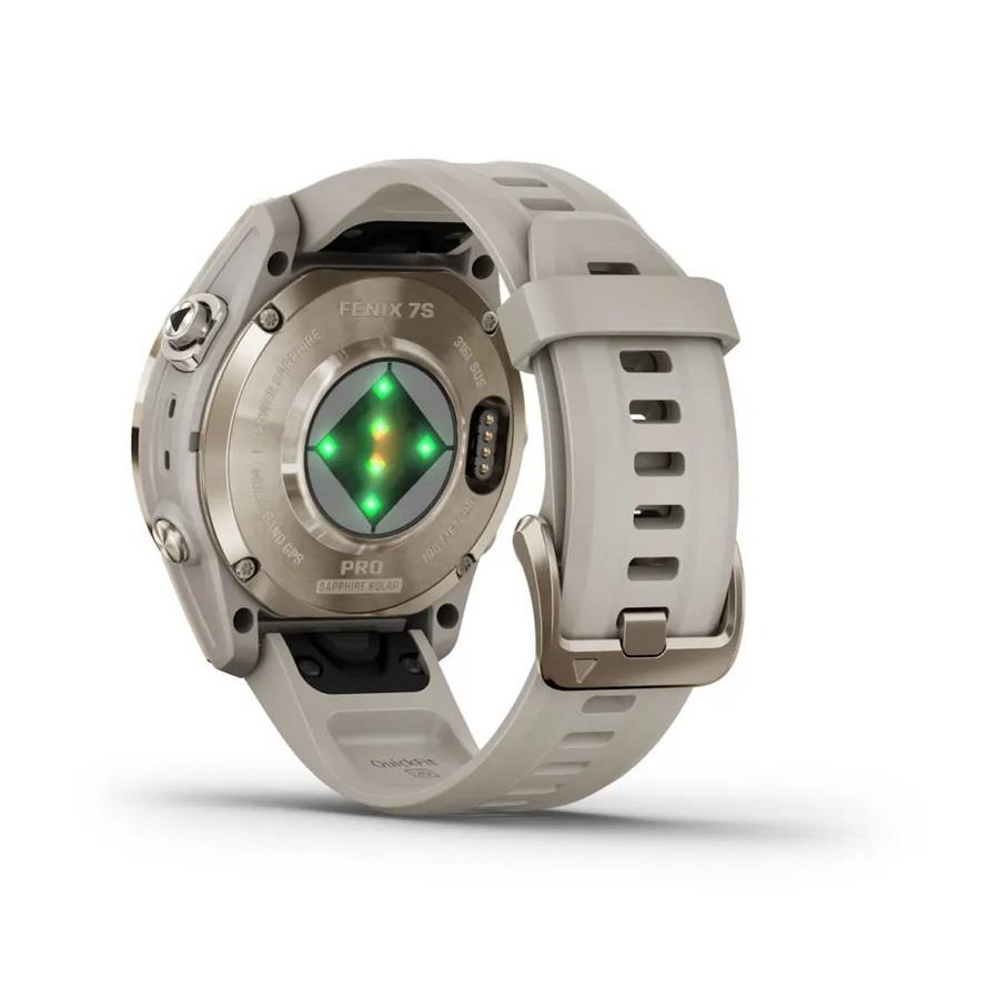 RELÓGIO GARMIN FÉNIX 7S Pro Sapphire SOLAR Edition Dourado macio com bracelete cor de areia