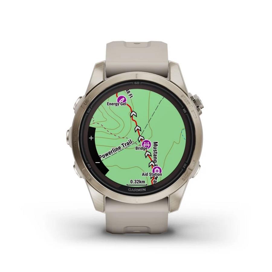 RELÓGIO GARMIN FÉNIX 7S Pro Sapphire SOLAR Edition Dourado macio com bracelete cor de areia