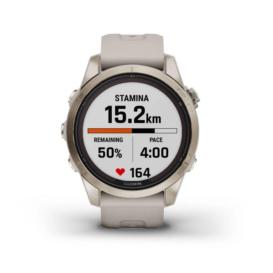 RELÓGIO GARMIN FÉNIX 7S Pro Sapphire SOLAR Edition Dourado macio com bracelete cor de areia