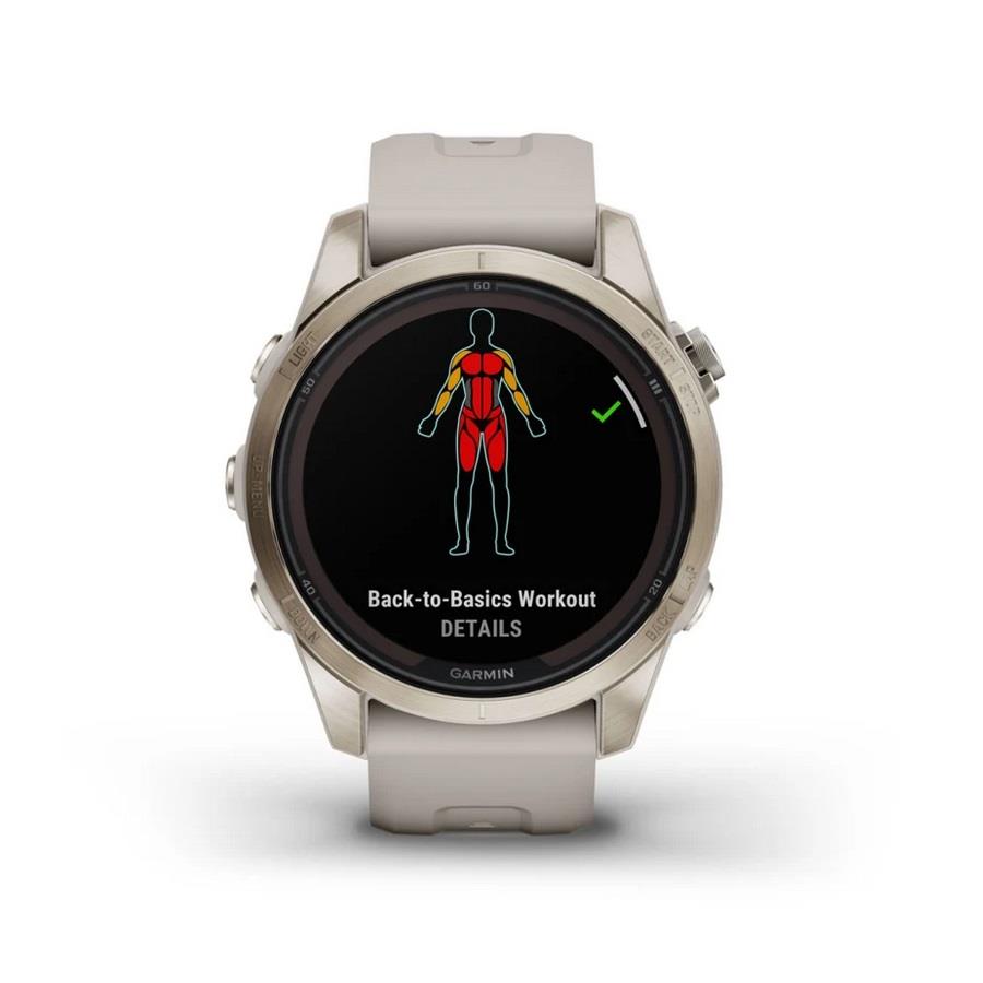 RELÓGIO GARMIN FÉNIX 7S Pro Sapphire SOLAR Edition Dourado macio com bracelete cor de areia