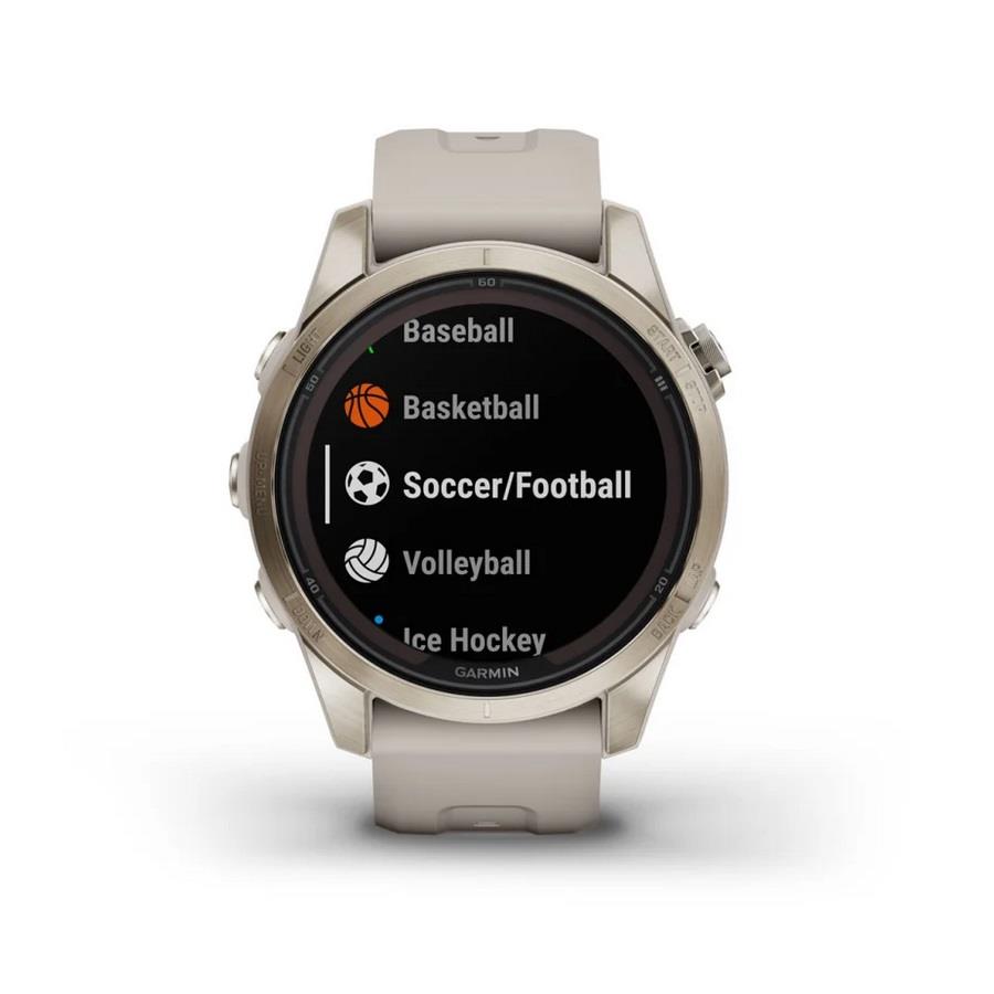RELÓGIO GARMIN FÉNIX 7S Pro Sapphire SOLAR Edition Dourado macio com bracelete cor de areia