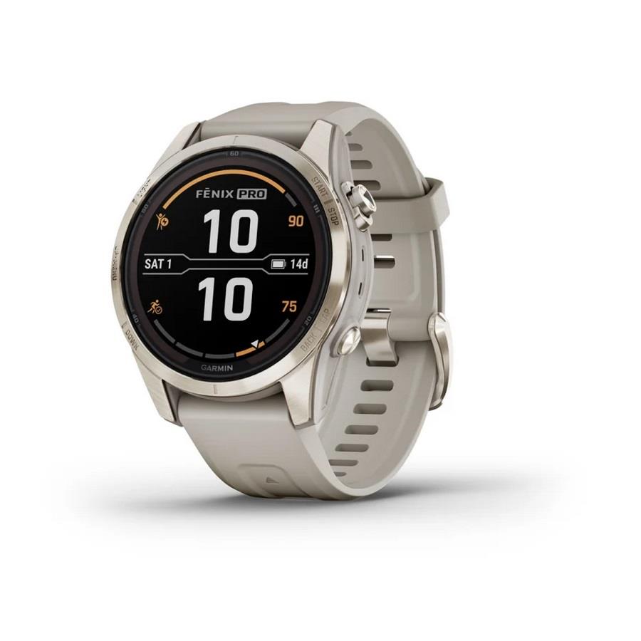 RELÓGIO GARMIN FÉNIX 7S Pro Sapphire SOLAR Edition Dourado macio com bracelete cor de areia