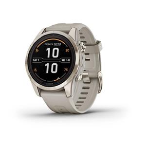 RELÓGIO GARMIN FÉNIX 7S Pro Sapphire SOLAR Edition Dourado macio com bracelete cor de areia