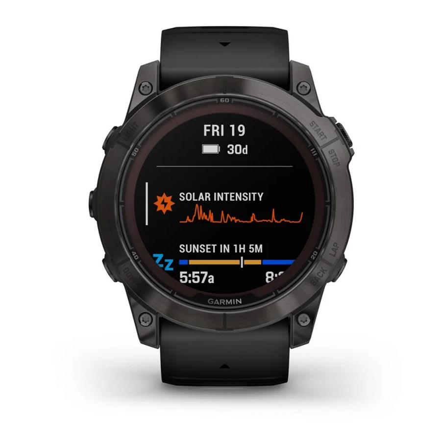 RELÓGIO GARMIN FÉNIX 7X Pro Sapphire SOLAR Edition Cinzento carbono em titânio revestido a DLC com bracelete preta