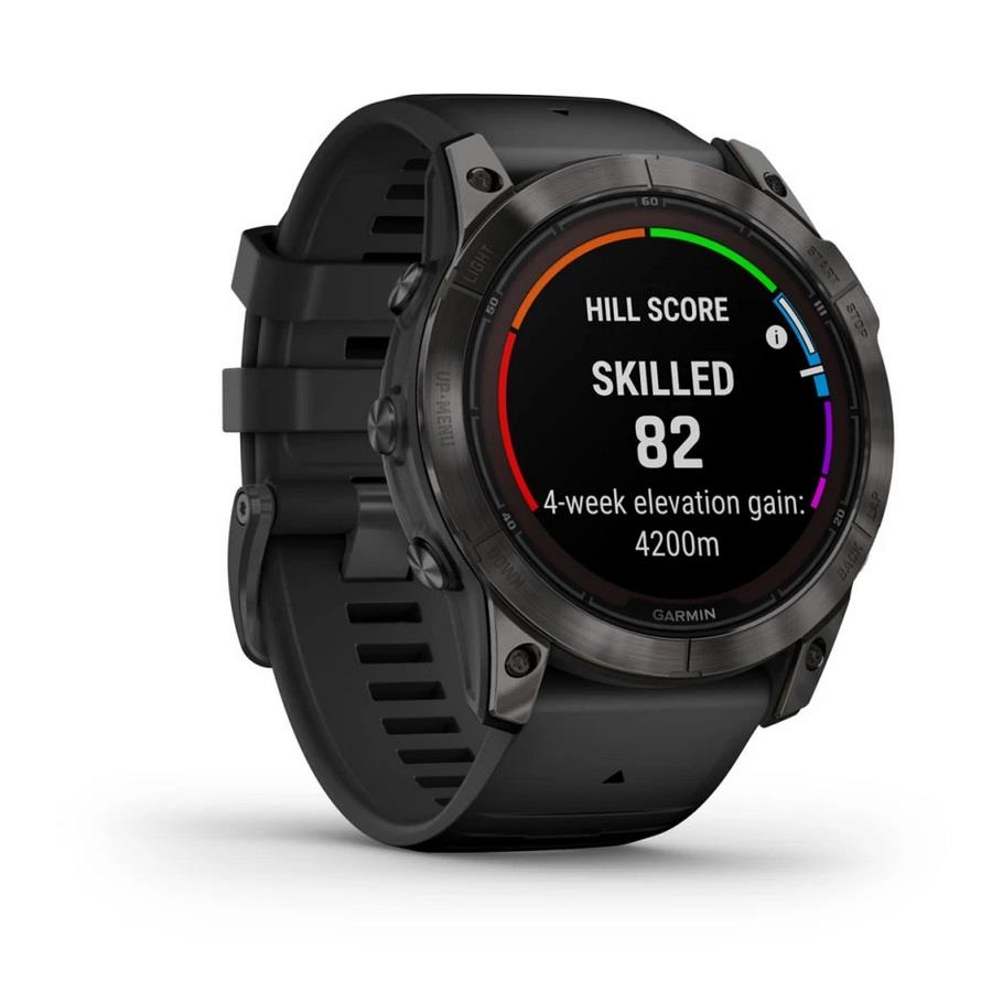RELÓGIO GARMIN FÉNIX 7X Pro Sapphire SOLAR Edition Cinzento carbono em titânio revestido a DLC com bracelete preta