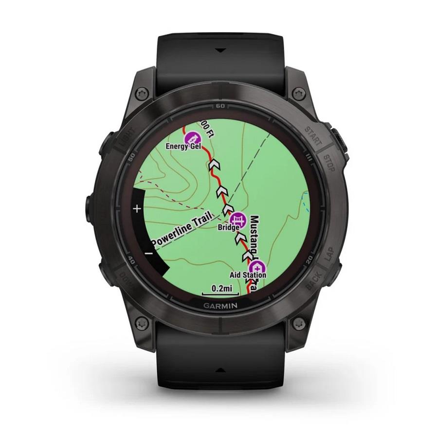 RELÓGIO GARMIN FÉNIX 7X Pro Sapphire SOLAR Edition Cinzento carbono em titânio revestido a DLC com bracelete preta