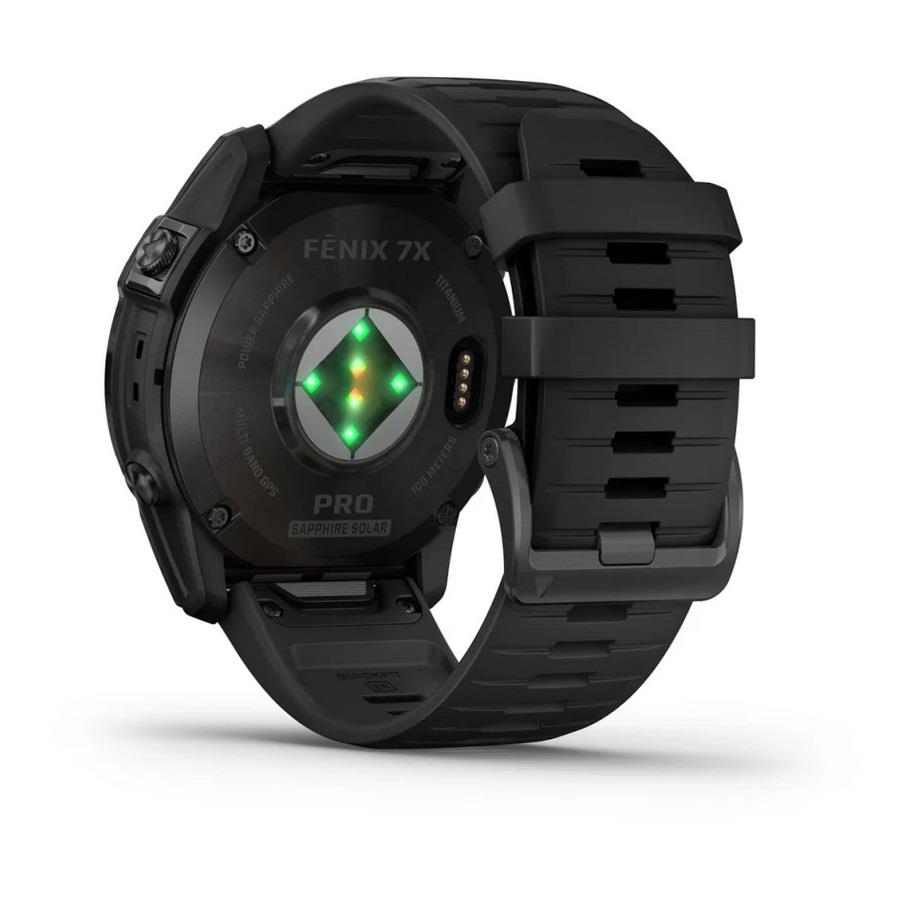 RELÓGIO GARMIN FÉNIX 7X Pro Sapphire SOLAR Edition Cinzento carbono em titânio revestido a DLC com bracelete preta