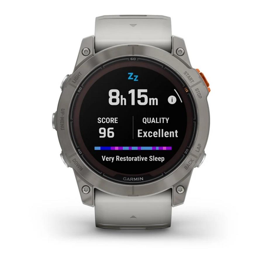 RELÓGIO GARMIN FÉNIX 7X Pro Sapphire SOLAR Edition Titânio com bracelete cinzento nevoeiro/laranja