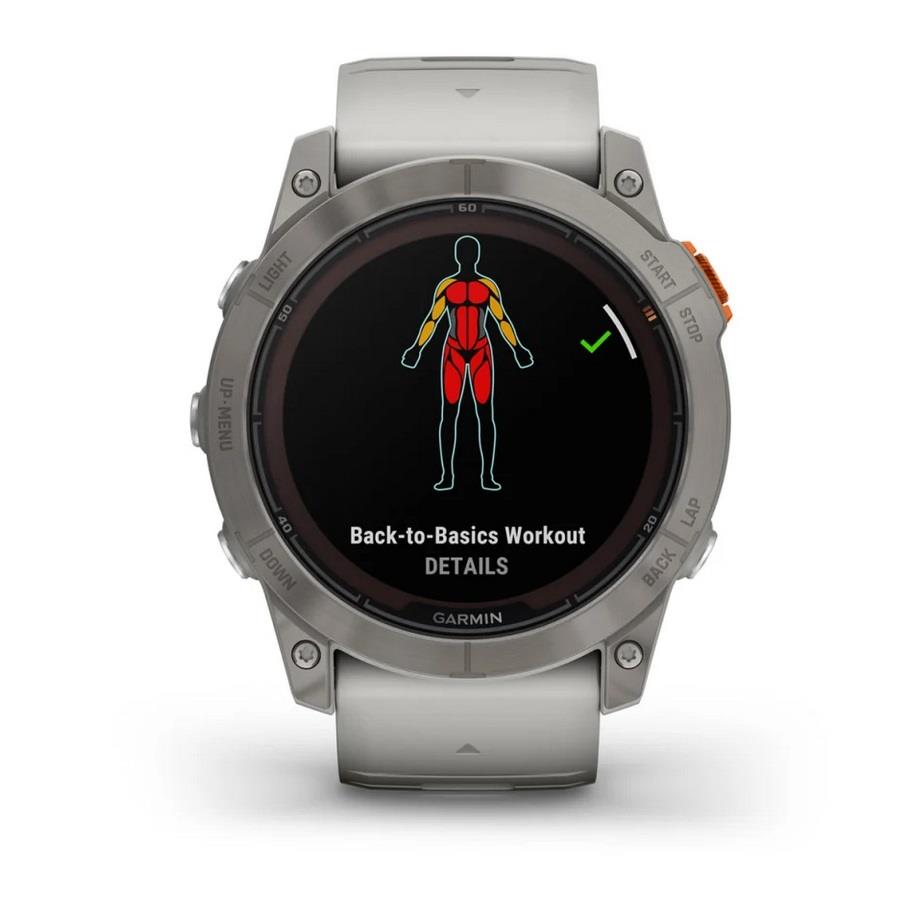RELÓGIO GARMIN FÉNIX 7X Pro Sapphire SOLAR Edition Titânio com bracelete cinzento nevoeiro/laranja