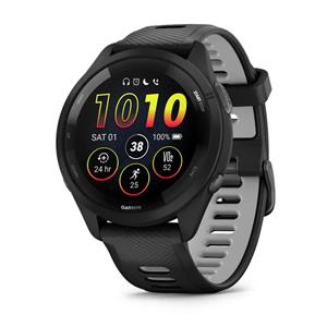 RELÓGIO GARMIN FORERUNNER 265 Rebordo e caixa pretos com bracelete preta/cinzento pó em silicone