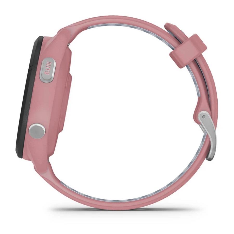 RELÓGIO GARMIN FORERUNNER 265S Rebordo preto com caixa rosa claro e bracelete rosa claro e cinzento pó em silicone