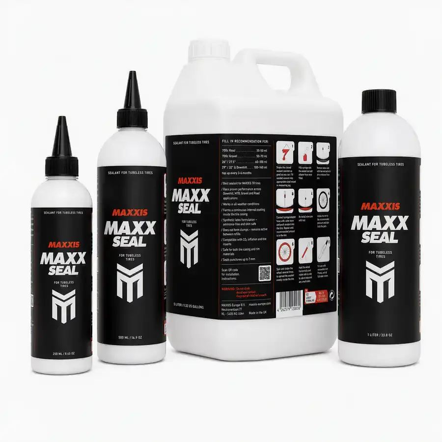SELANTE TUBELESS MAXXIS MAXX SEAL 250ML Selante tubeless Maxxis MAXX SEAL 250 ml: fórmula sem amoníaco que sela furos até 7 mm, compatível com CO2 e inserts de pneu.