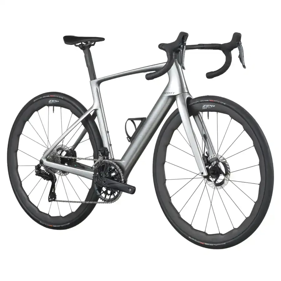 A Bicicleta Elétrica SCOTT Fastlane Premium tem bateria interna até 290 Wh, Quadro em Carbono HMX e transmissão Shimano Dura Ace Di2 Disc 24 VL.