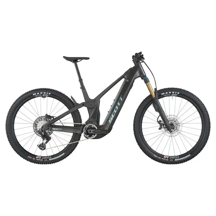 A Bicicleta Elétrica SCOTT Patron 900 Ultimate  tem Quadro em Carbono e Triângulo Alloy, Transmissão SRAM X0 AXS 12 VL e Motor Bosch CX com bateria até 800Wh.