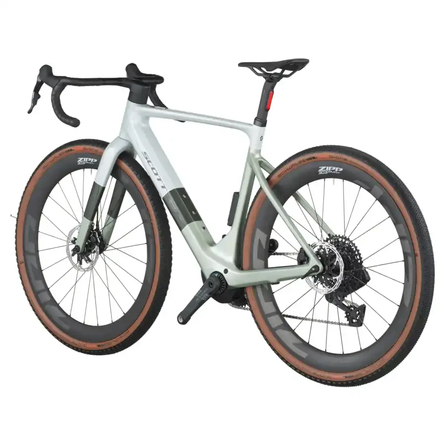 BICICLETA ELÉTRICA SCOTT SOLACE GRAVEL 10 A Bicicleta Elétrica SCOTT Solace Gravel 10 tem bateria interna até 520 Wh, Quadro em Carbono HMX e transmissão SRAM Rival XPLR AXS Disc 13 VL.