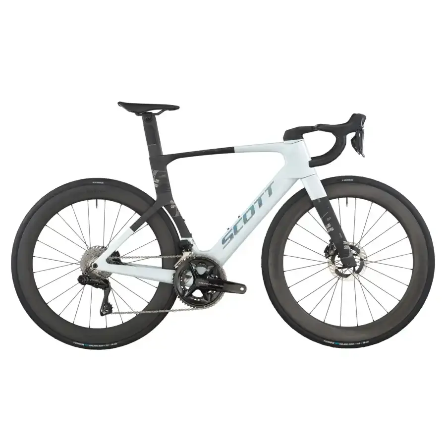 A Bicicleta SCOTT Foil RC Pro tem Quadro em Carbono HMX e transmissão Shimano Dura-Ace Di2 24 VL.