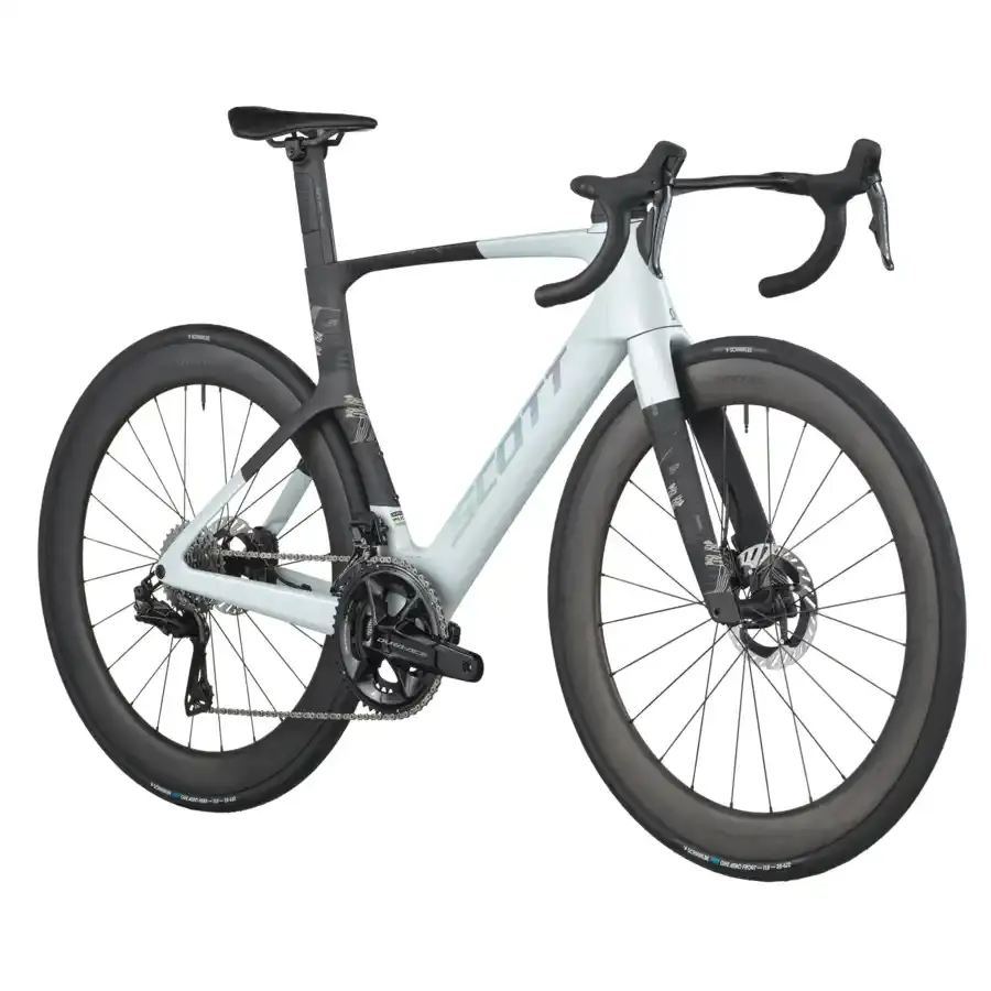 A Bicicleta SCOTT Foil RC Pro tem Quadro em Carbono HMX e transmissão Shimano Dura-Ace Di2 24 VL.