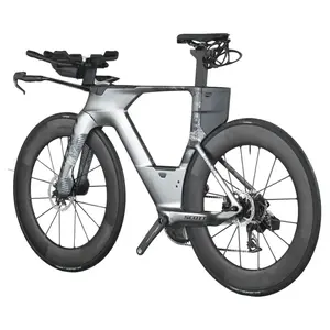 A Bicicleta SCOTT Plasma RC Ultimate tem Quadro em Carbono HMX e transmissão SRAM RED AXS Disc 24 VL c/potenciômetro.