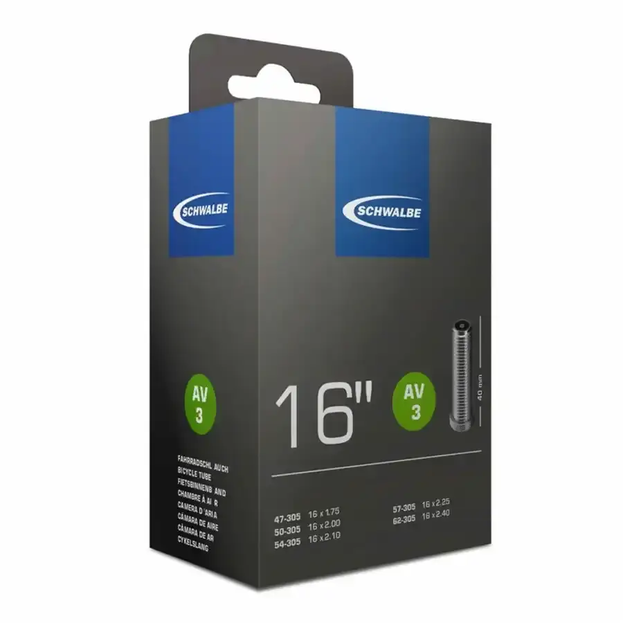 CÂMARA DE AR SCHWALBE AV3 16X1.75 A 2.5 SCHRAEDER 40MM